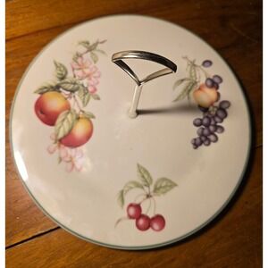 Stangl‎ Colonial Silver 5151 Hand Painted Fruit Cherry Apple Grape Stand Server